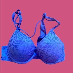 Victoria’s Secret Push-Up Bra 34B Front Clasp in Blue